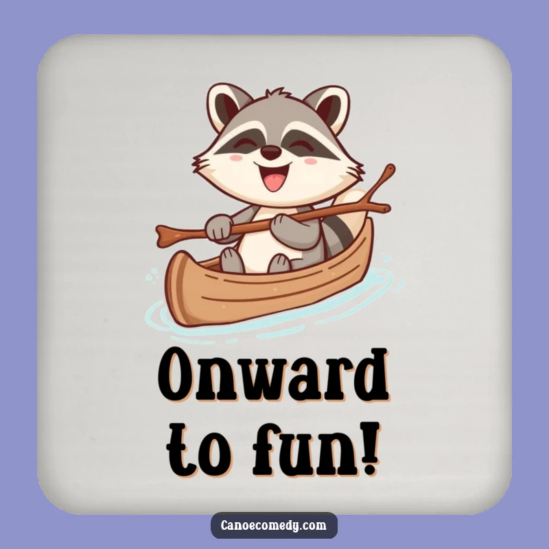 Funny Kawaii Raccoon Canoe Coaster Set, Cheerful Humorous Protection for Tables