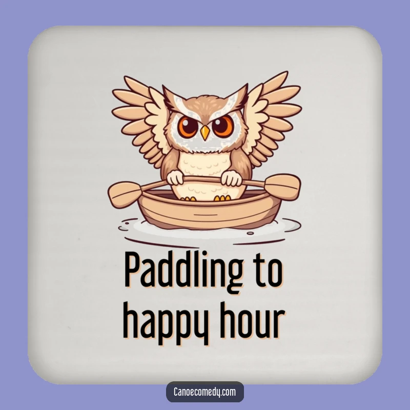 Funny Owl Paddling Canoe Coaster: Protect Surfaces with Humor