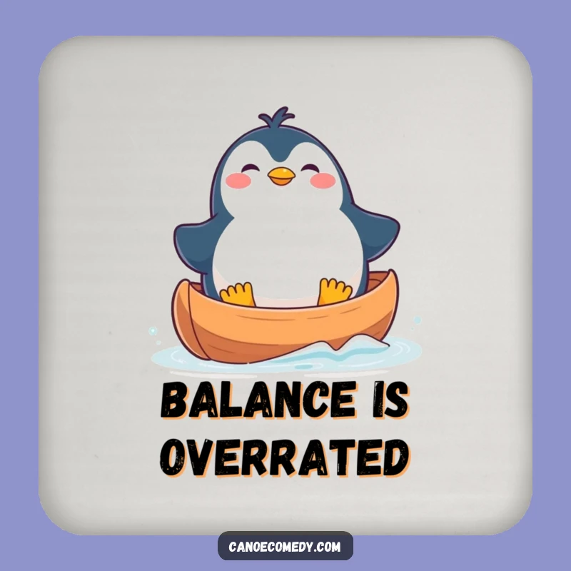 Funny Penguin Canoe Coaster Set: Protect Surfaces with Kawaii Art, Great Funny Gift