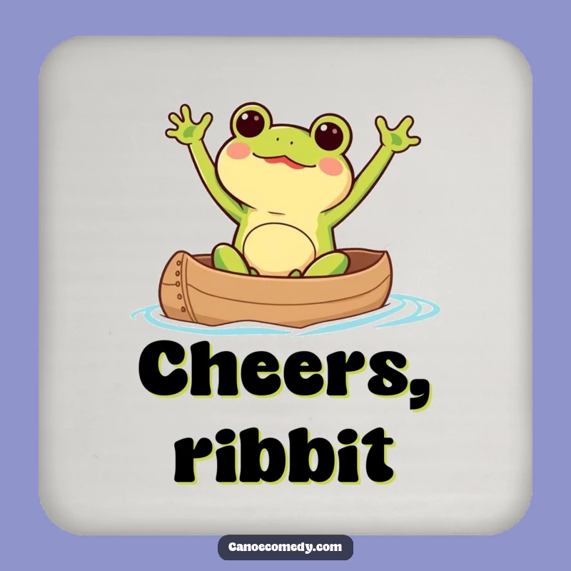 Kawaii Frog Canoe Coaster: Protect Surfaces with Excited Paddler Style