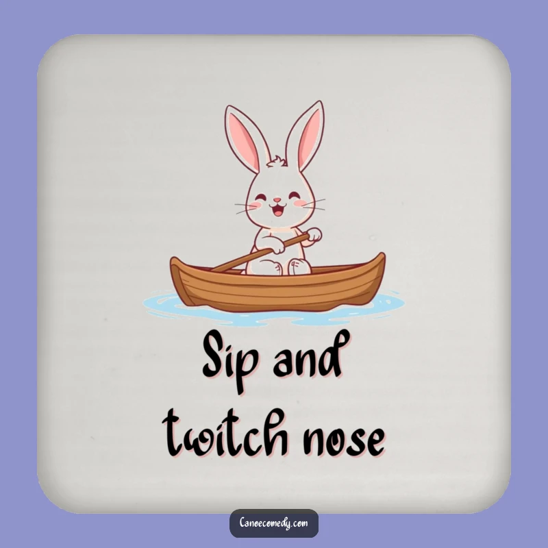 Funny Rabbit Canoe Drink Coaster: Protect Surfaces with Bunny Humor