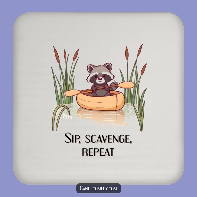 Funny Raccoon Canoe Drink Coaster: Protect Surfaces with Witty Humor
