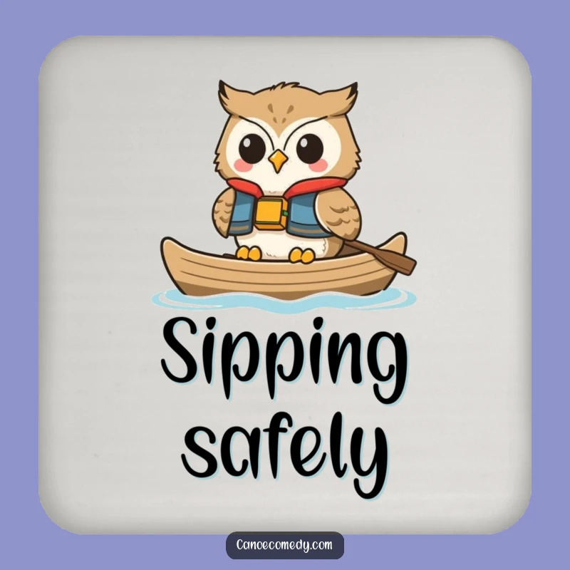Funny Happy Owl Life Vest Coaster: Protect Surfaces with Calm Humor