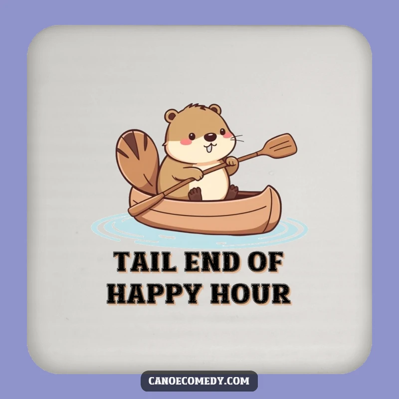 Funny Kawaii Beaver Canoe Tail Paddle Coaster, Humorous Table Protection Gift