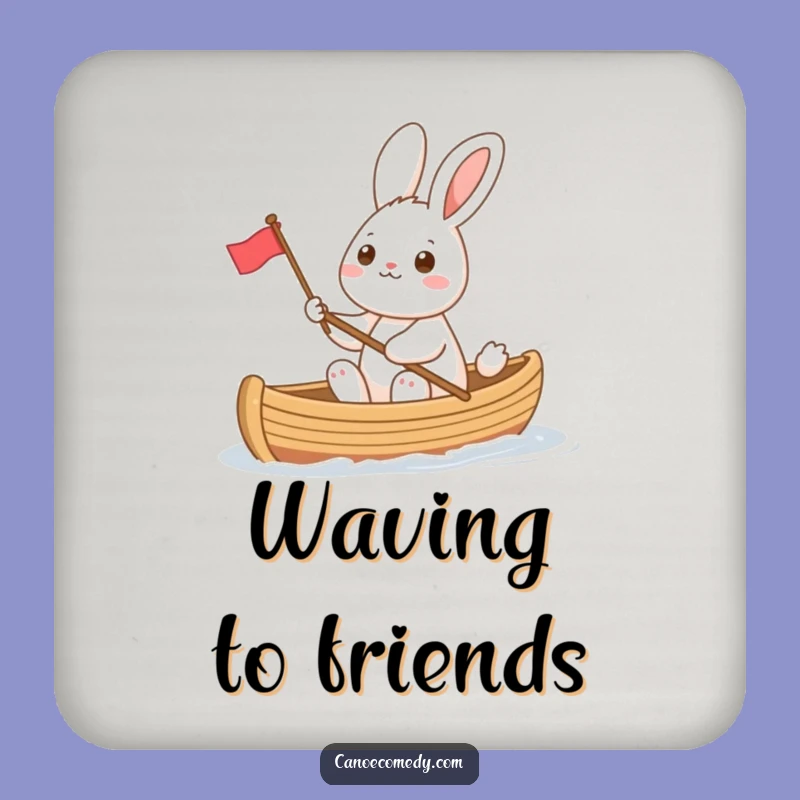 Funny Rabbit Canoe Flag Coaster - Protect Surfaces with Cheerful Style