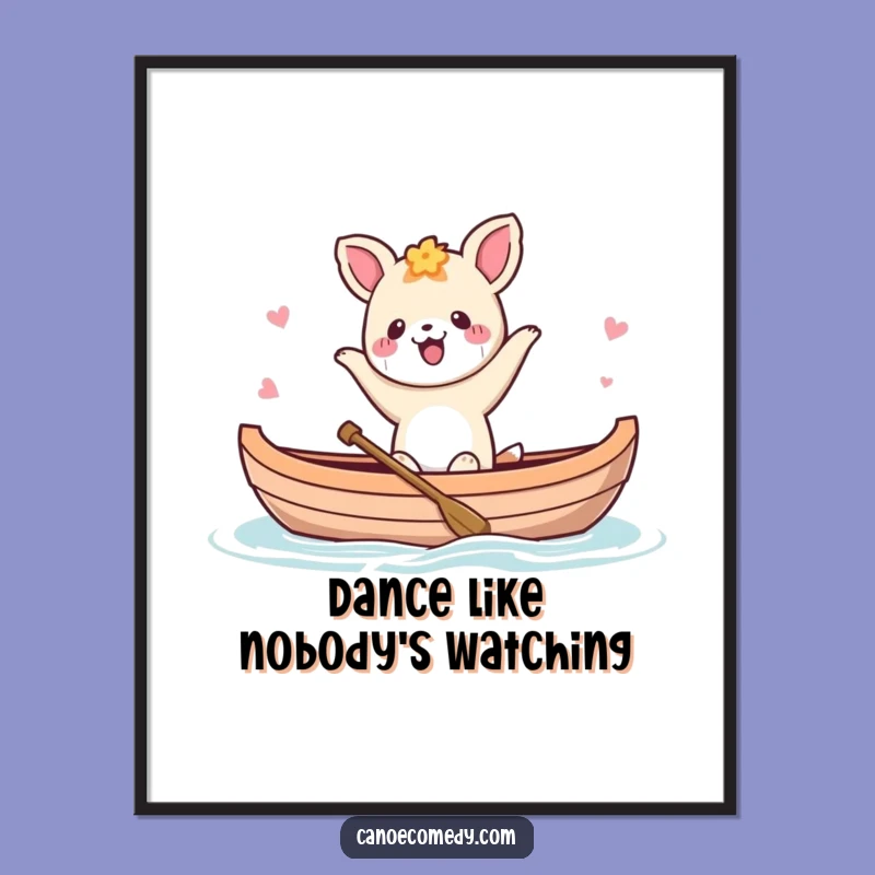 Funny Kawaii Canoe Dance Poster: Joyful Animal's Water Ballet Art Print