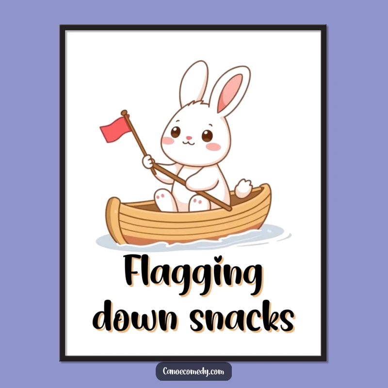 Funny Rabbit Canoe Flag Poster - Cheerful and Hilarious Wall Art