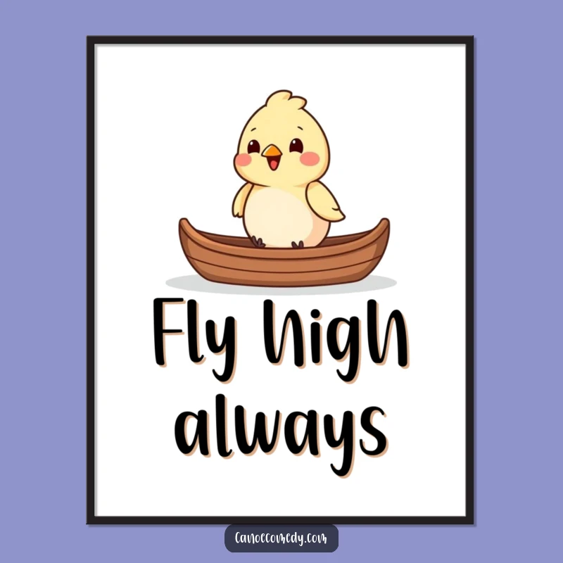 Funny Bird Canoe Navigator Poster - Cheerful Wildlife Art Print Gift