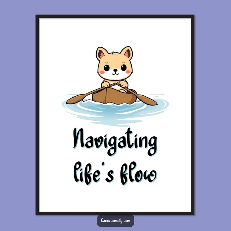 Funny Determined Animal Canoe Poster: Inspiring Art for Your Adventurous Space