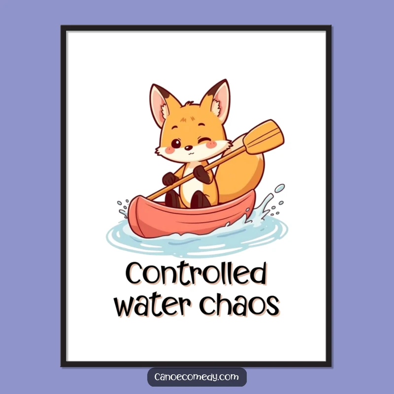 Funny Fox Canoe Splash Poster - Playful Wall Art & Witty Gift