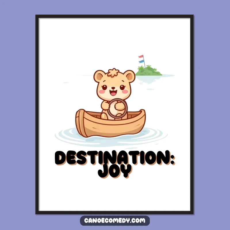 Funny Happy Animal Canoe Poster: Dreamy Art for Your Inspirational Space