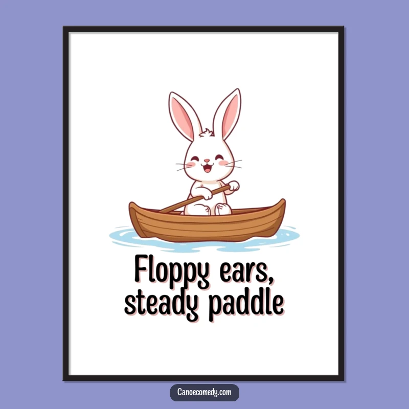 Funny Rabbit Canoe Poster: Vibrant & Hilarious Bunny Wall Art Gift