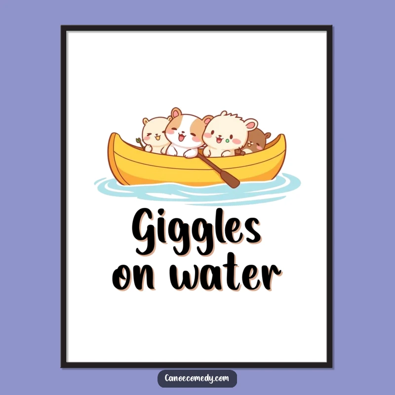 Funny Animal Canoe Giggles Poster: Hilarious Art for a Lively and Funny Gift