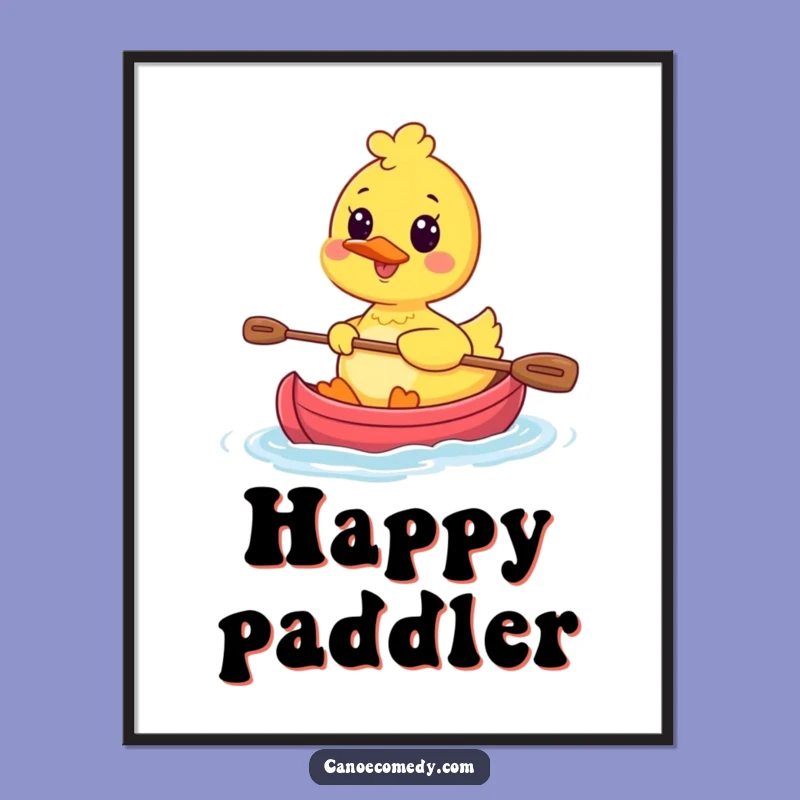 Funny Kawaii Duck Paddling Poster - Adorable Wall Art & Gift