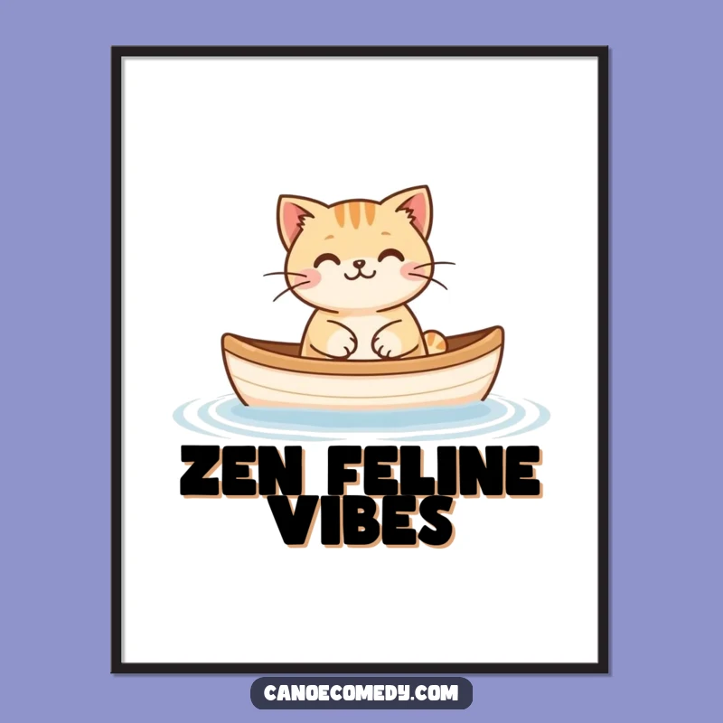 Funny Cat Floating Canoe Poster: Add Whimsy and Calm to Your Walls