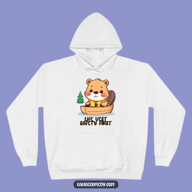Cozy Funny Kawaii Beaver Canoe Hoodie, Warm Humorous Gift for Adventurous Souls