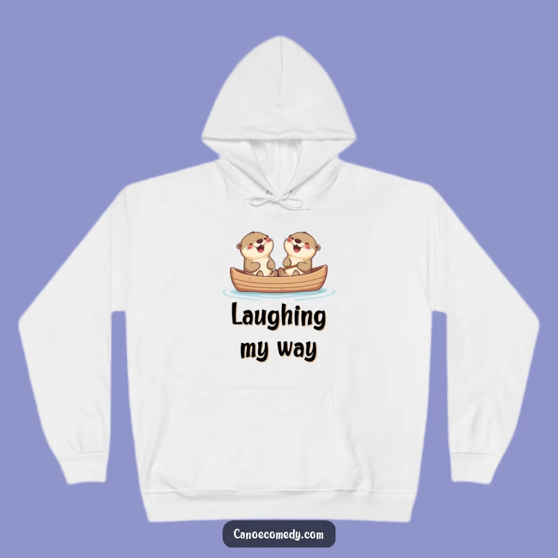 Cozy Funny Kawaii Otters Canoe Laugh Hoodie, Perfect Humorous Gift
