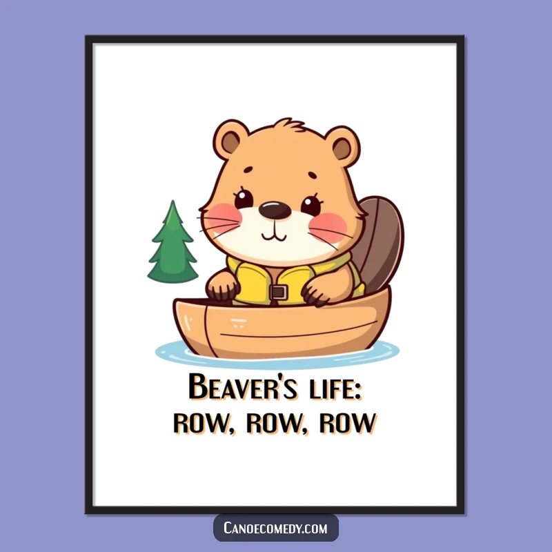 Funny Free Printable Wall Art: Curious Beaver Canoe Adventure Laughable Downloadable Art