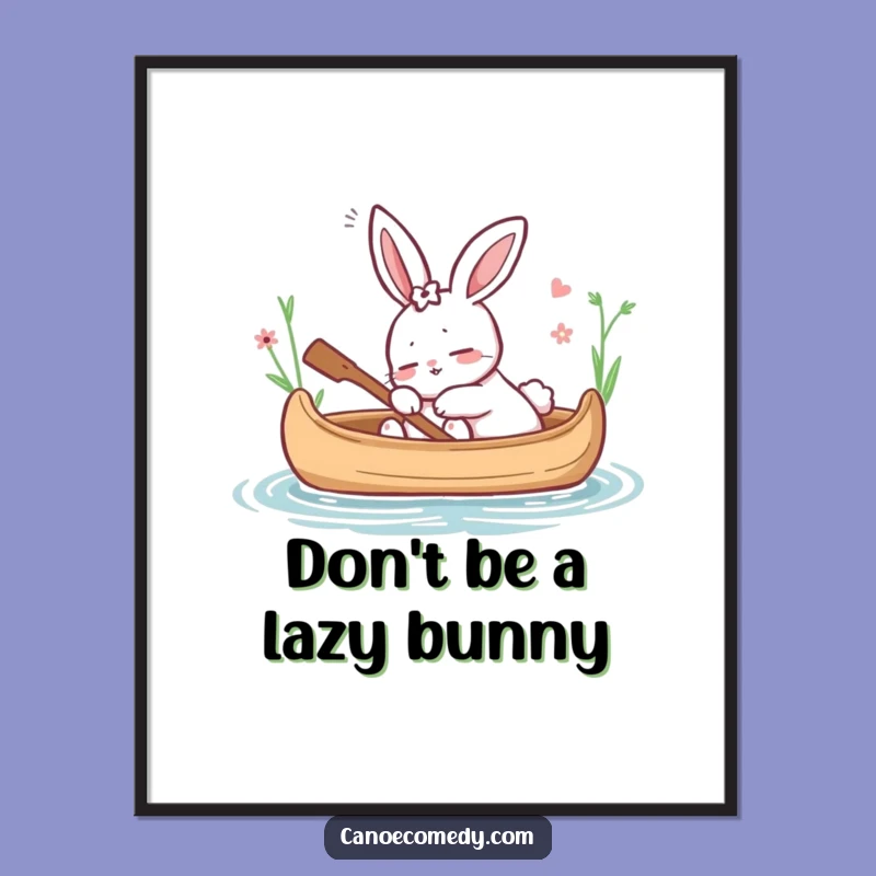 Free Printable Wall Art: Funny Dozing Rabbit in Canoe Downloadable Decor
