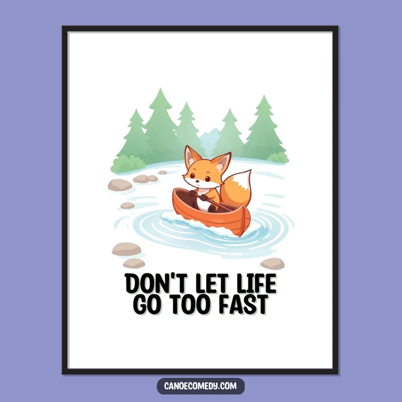 Free Printable Wall Art: Funny Kawaii Fox Rapids Art, Adventurous Downloadable Decor