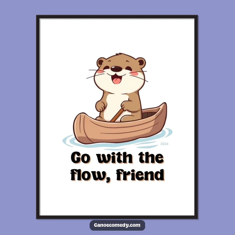 Free Printable Joyful Otter Canoe Wall Art! Playful, Funny Downloadable Decor.