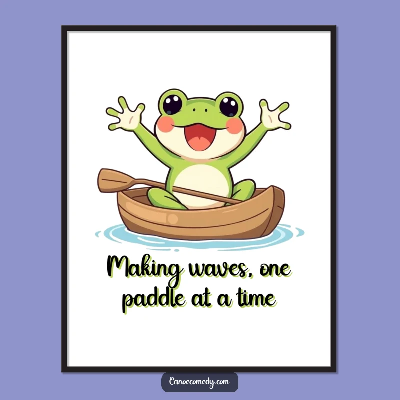 Free Printable Kawaii Frog Canoe Art - Funny Humorous Downloadable Wall Decor