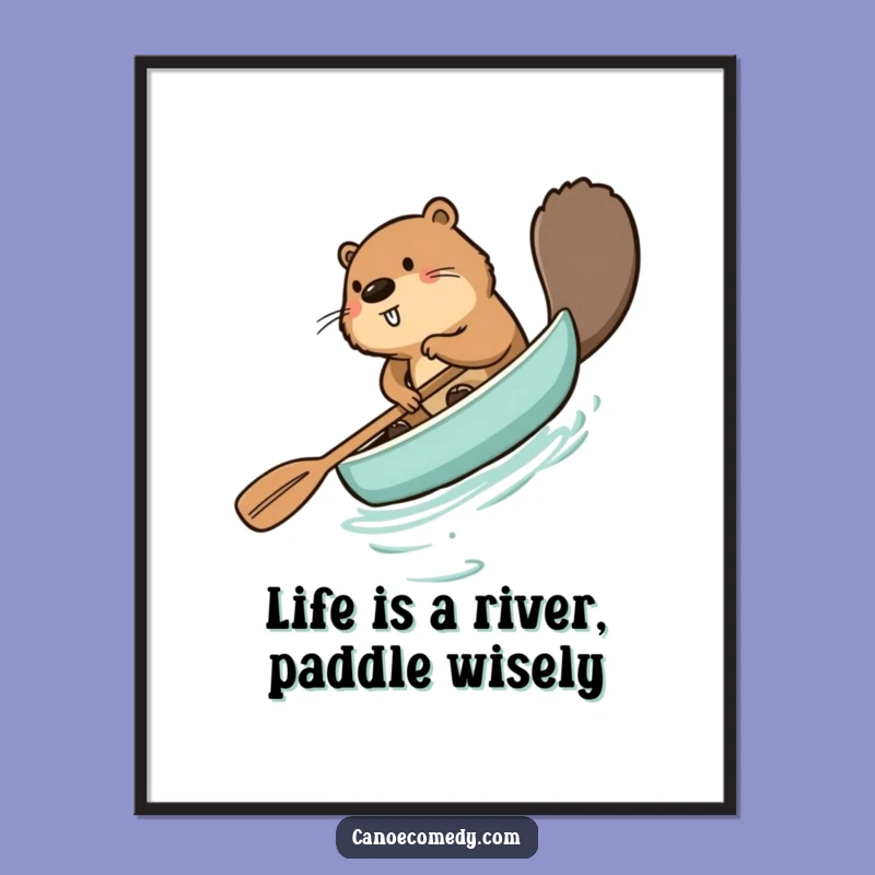 Free Printable Wall Art: Beaver Paddling Backward, Funny Downloadable Art for Home