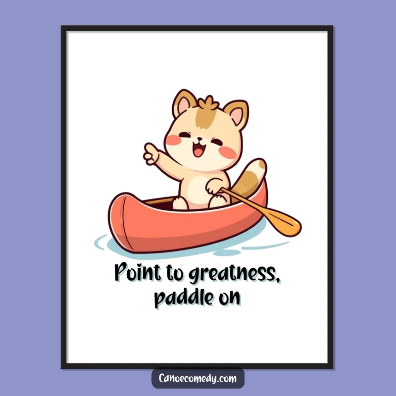 Free Printable Wall Art: Excited Kawaii Canoe Animal Pointing the Way