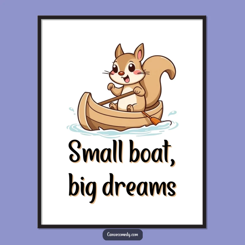 Free Printable Wall Art: Funny Squirrel Canoeing Adventure - Hilarious Downloadable Art