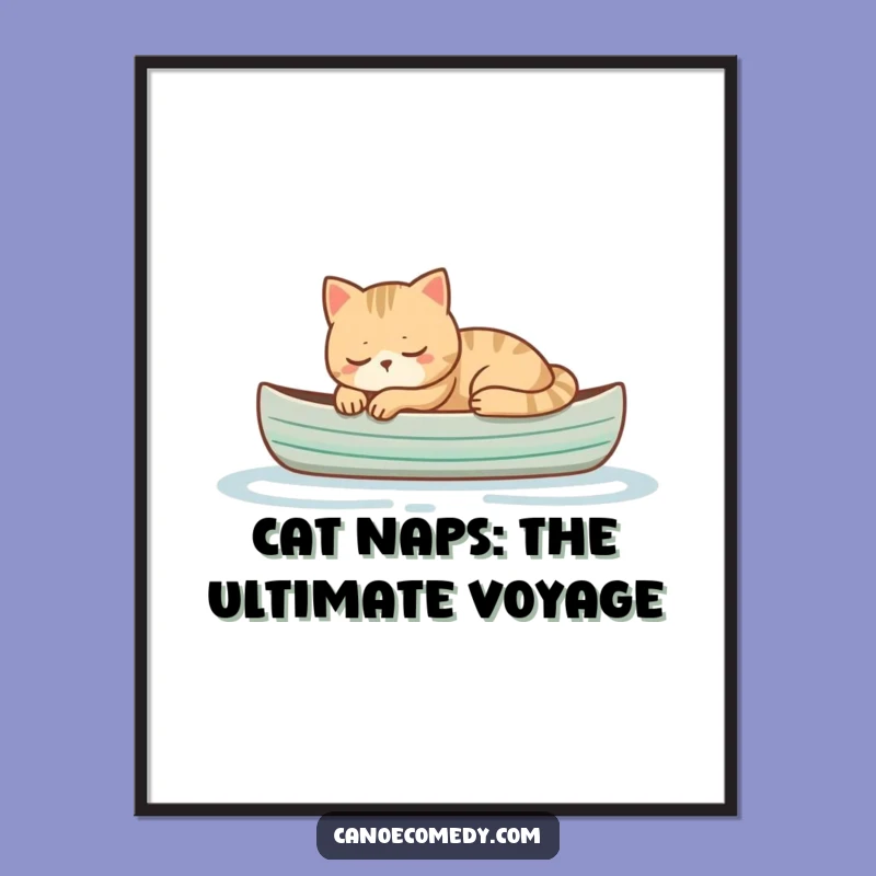 Free Printable Wall Art: Napping Cat in Canoe, Relaxing Downloadable Art for Home