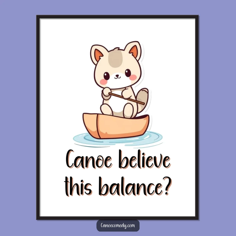 Funny Free Printable Wall Art: Clumsy Kawaii Canoe Mishap - Quirky Downloadable Decor!