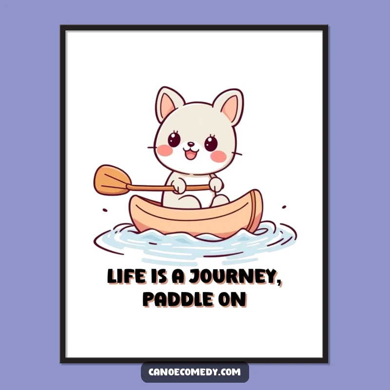Funny Free Printable Wall Art: Excited Kawaii Animal in Canoe Printable for Home Decor