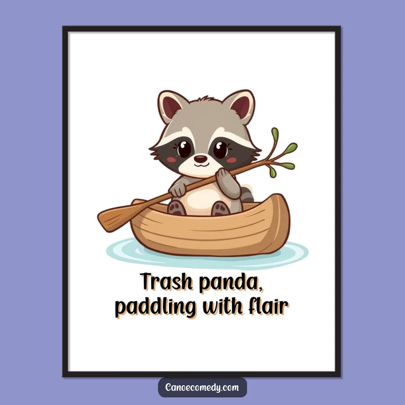 Funny Free Printable Wall Art: Kawaii Raccoon Steering, Quirky Downloadable Decor