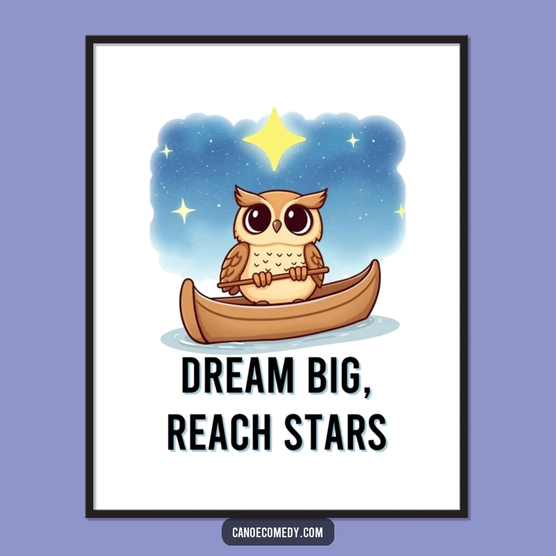 Funny Free Printable Wall Art: Owl Gazing Stars, Magical Downloadable Decor Gift