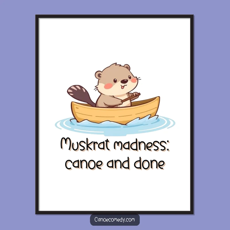 Funny Free Printable Wall Art: Playful Muskrat Canoe Splash Downloadable Art