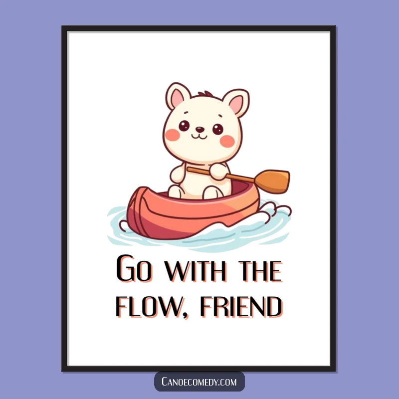 Funny Free Printable Wall Art: Kawaii Animal Canoe Ride Printable for Serene Home Decor