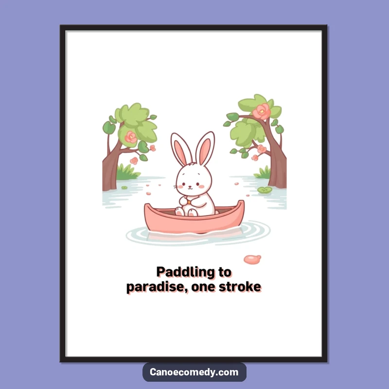 Funny Free Printable Wall Art: Kawaii Rabbit Canoe Serenity - Downloadable Decor Gift