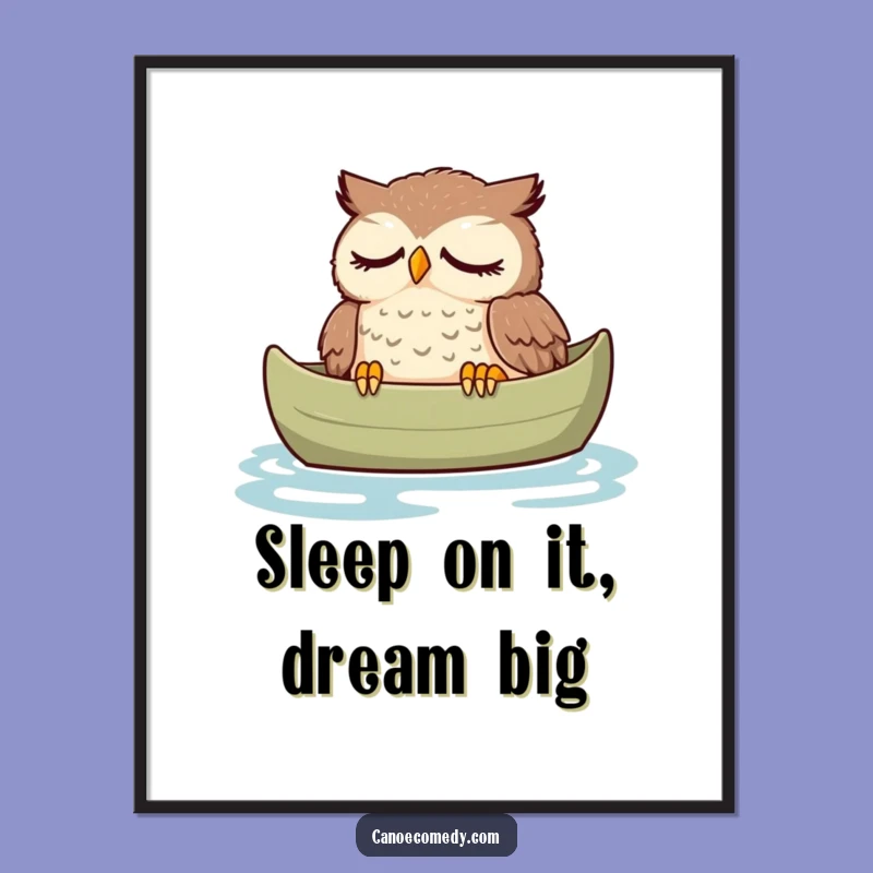 Funny Free Printable Wall Art: Tired Owl Resting, Peaceful Downloadable Decor Gift