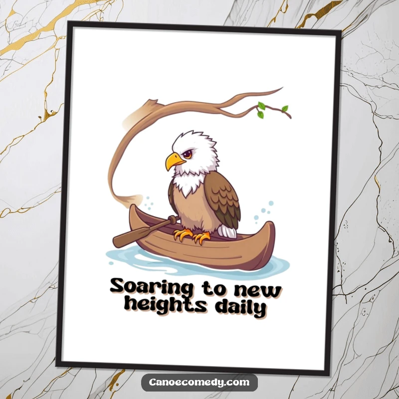 Funny Free Printable Wall Art: A majestic eagle perched in a canoe, symbolizing keen observation and freedom.