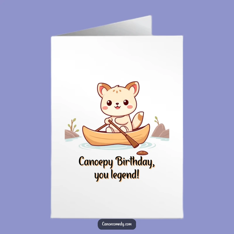 Free Printable Birthday Card: Funny Kawaii Canoe Animal Balancing Act Downloadable