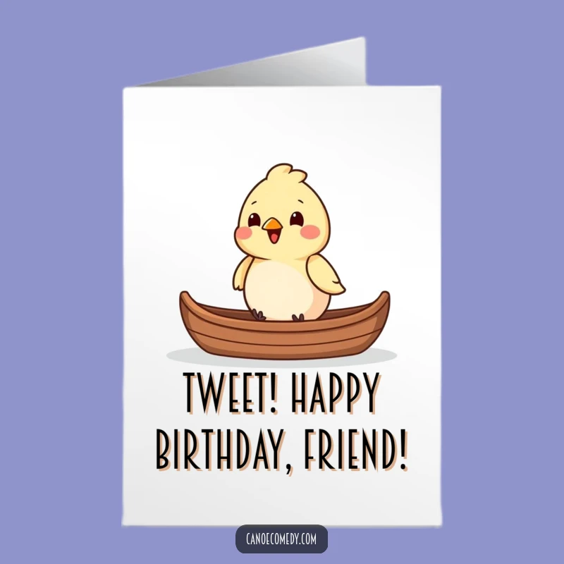 Free Printable Birthday Card: Chirpy Bird Canoe - Cheerful Downloadable Gift for Laughs