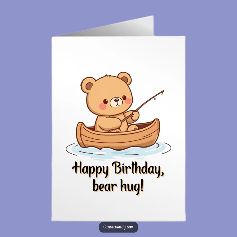 Free Printable Birthday Card: Funny Kawaii Bear Fishing Greeting, Downloadable Gift