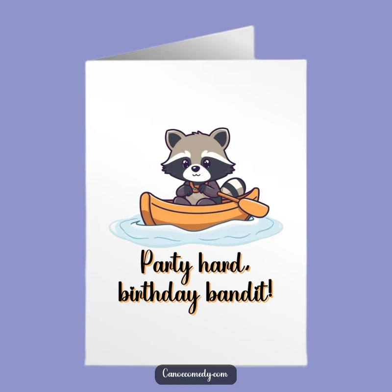 Free Printable Birthday Card: Raccoon Canoe Adventure - Funny Downloadable Gift