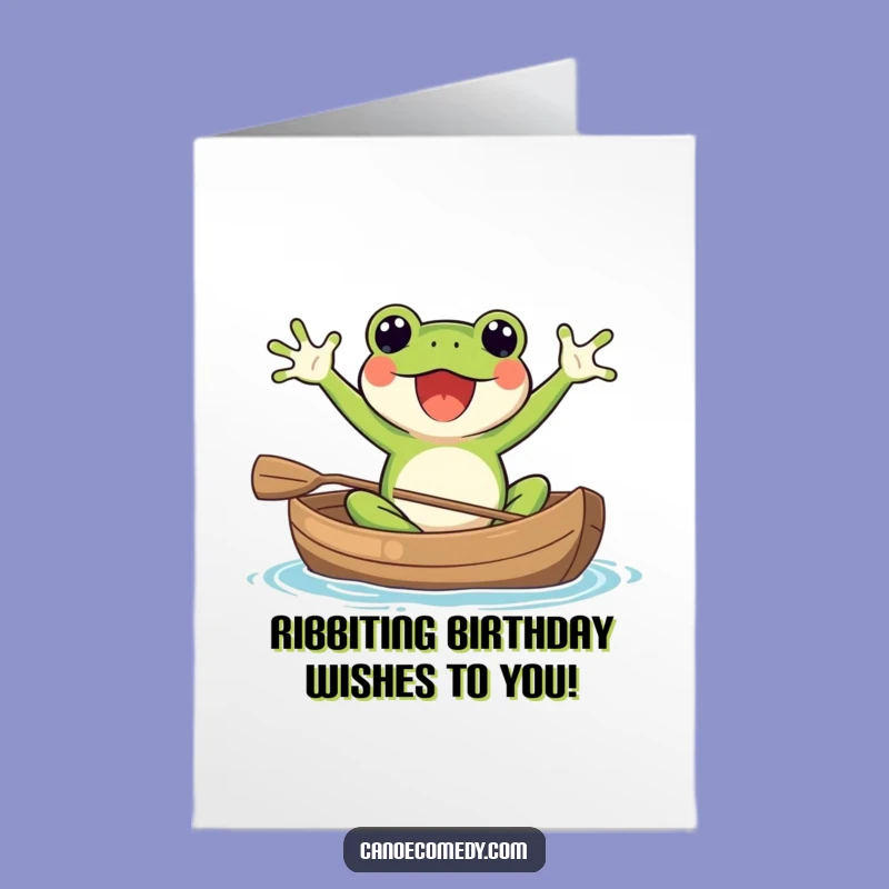 Free Printable Kawaii Frog Birthday Card - Funny Canoe Adventure Downloadable Gift