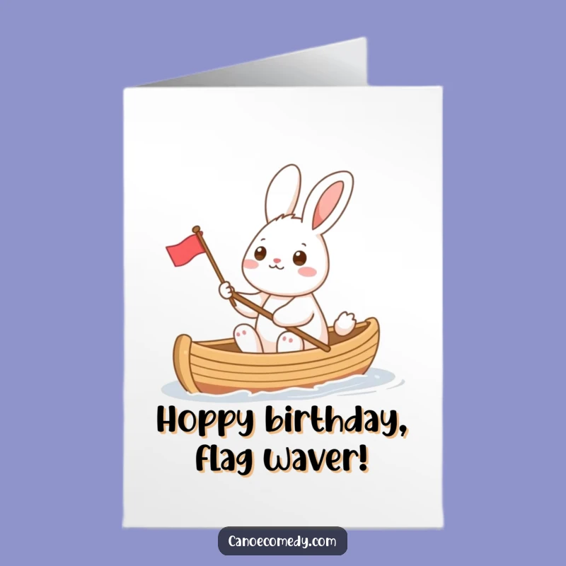 Free Printable Rabbit Birthday Card: Cheerful Flag Waving for a Happy DIY Gift