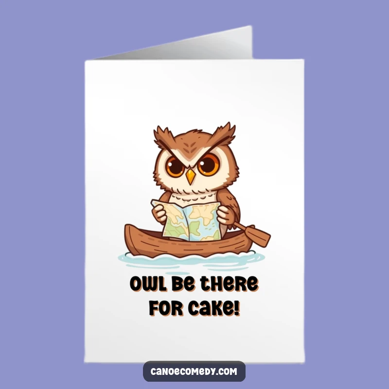 Funny Free Printable Birthday Card: Determined Owl Paddling Canoe, Perfect DIY Gift