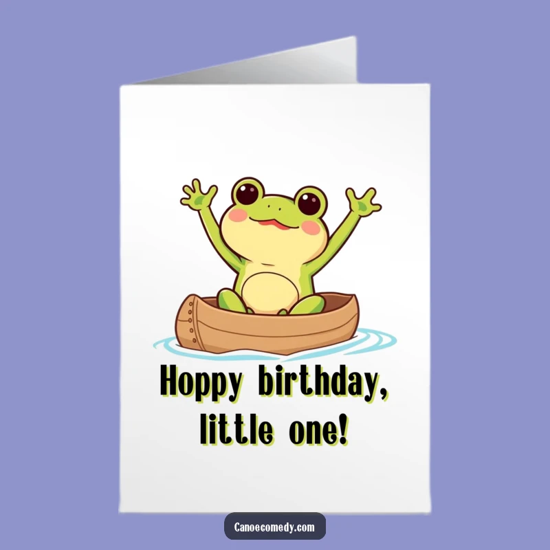 Free Printable Kawaii Frog Birthday Card: Funny Canoe Wave Downloadable