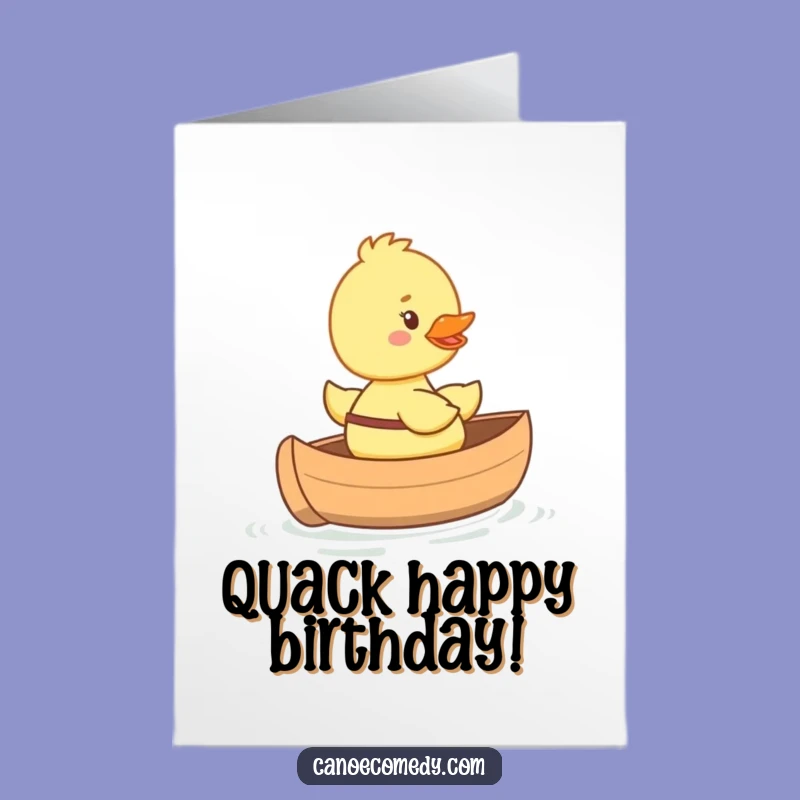Free Printable Funny Birthday Card: Duckling in Canoe, Adorable Downloadable Greeting