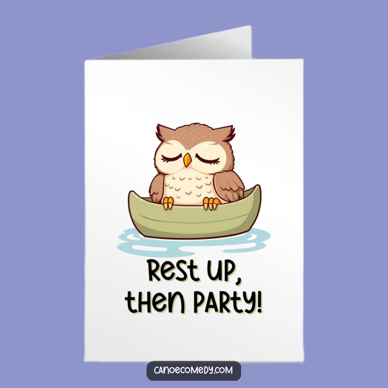 Free Printable Birthday Card: Tired Owl Resting, Peaceful Downloadable Gift