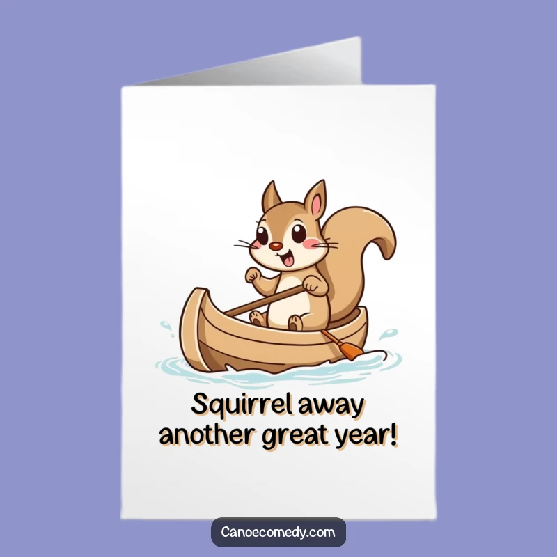 Free Printable Birthday Card: Funny Squirrel Canoeing - Exciting Downloadable Gift for Laughs